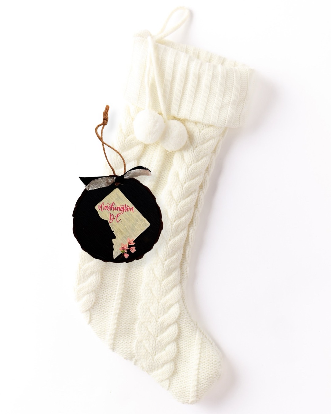 Detailed Hand-Painted State Ornament | Custom Wood Slice Christmas Ornament with State Flower or Scenery - Image 22
